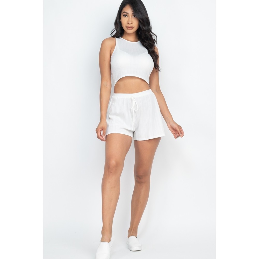 Soft Rib Crop Tank Top & Shorts Set - Picture 1 of 7